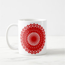 Red Round Lace Pattern Graphic. Coffee Mugs