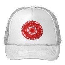 Red Round Lace Pattern Graphic. Hat