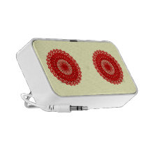 Red Round Lace Pattern Graphic. Mp3 Speakers