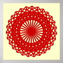 Red Round Lace Pattern Graphic. Print