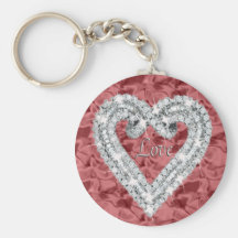 Red Round Love Diamond Heart Keychain