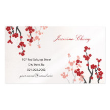 Red Sakuras Cherry Blossoms Oriental Zen Asian Business Cards