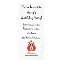 Red santa owl custom invitations