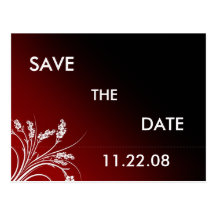 Red Save the Date Post Card