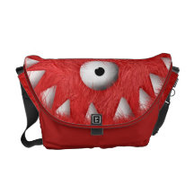 Red Scary Furry Monster Commuter Bags