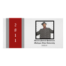 Red & Silver School Graduation Photo Cards