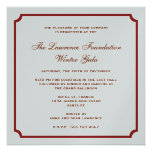 Red silver square frame corporate holiday formal announcements