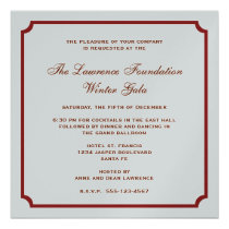 Red silver square frame corporate holiday formal invitations