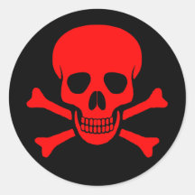 Red Skull & Crossbones Sticker