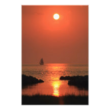 Red Sky Sunset Sail Photographic Print