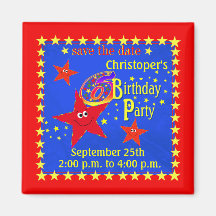 Red Smiley Star 6th Birthday Party Magnet