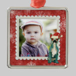 Red Snowflakes French Bulldog Photo Ornament ornaments