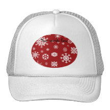 Red snowflakes pattern trucker hats
