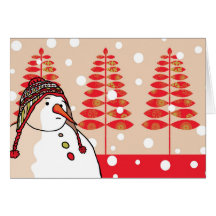 red snowman greeting cards
