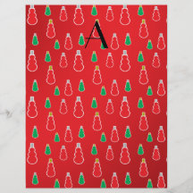 Red Snowmen Monogram Personalized Flyer