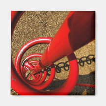 Red Spiral Square Magnet