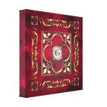 Red Stained Glass Monogram Fleur De Lis Canvas Stretched Canvas Print