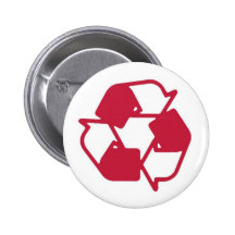 Red Stamped recycle logo Pinback Button