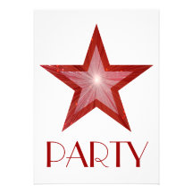 Red Star 'Party' invitation white