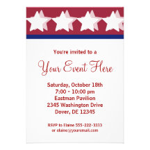 Red Stars Campaign Party Invitations