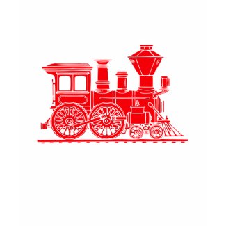 Red steam locomotive train black t-shirt shirt