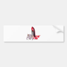 Red Stiletto Shoes and Tiger Lily Art Bumper Stickers