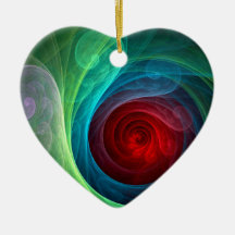 Red Storm Abstract Art Heart Ornament