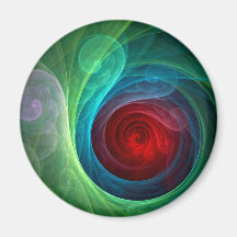 Red Storm Abstract Art Round Magnet