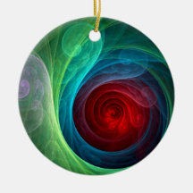 Red Storm Abstract Art Round Ornament