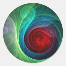 Red Storm Abstract Art Round Sticker