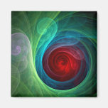 Red Storm Abstract Art Square Magnet