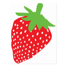 red strawberry icon post card