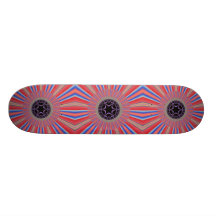 Red Striped Sunburst Fractal Custom Skate Board