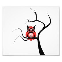 Red Sugar Skull Owl in Tree Photo Enlargement