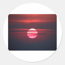 Red Sunset Round Stickers