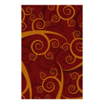 Red Swirls Customized Stationery