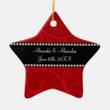 Red swirls wedding favors christmas ornament