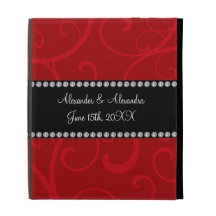Red swirls wedding favors iPad folio cover