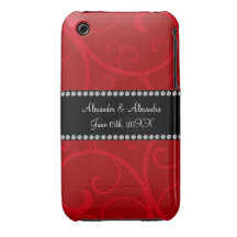 Red swirls wedding favors iPhone 3 cases