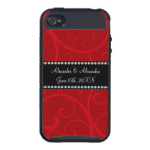 Red swirls wedding favors iPhone 4/4S case