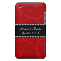 Red swirls wedding favors iPod touch cases