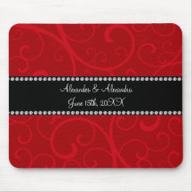 Red swirls wedding favors mousepad