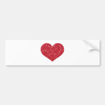 Red Swirly Heart Bumper Stickers