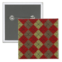 red tartan knitwork pattern button
