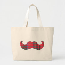 Red Tartan Moustache Canvas Bags