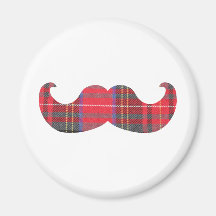 Red Tartan Moustache Magnets