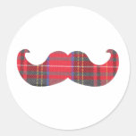 Red Tartan Moustache Sticker