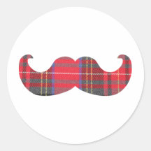 Red Tartan Moustache Sticker