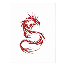 Red Tattoo Dragon Post Cards