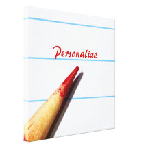 Red Teacher Pencil On Lined Paper With Name Canvas Print
